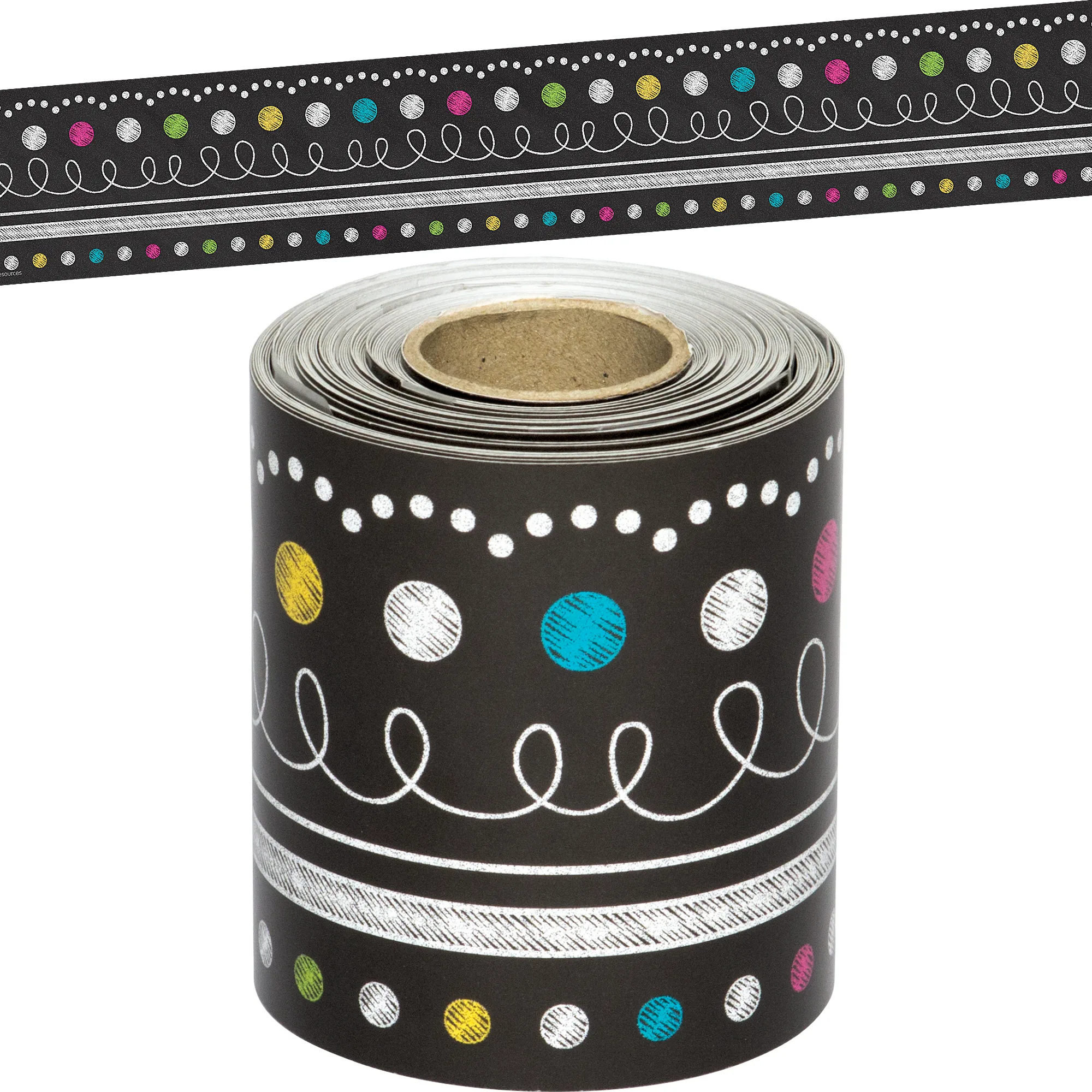 Chalkboard Brights Straight Rolled Border Trim