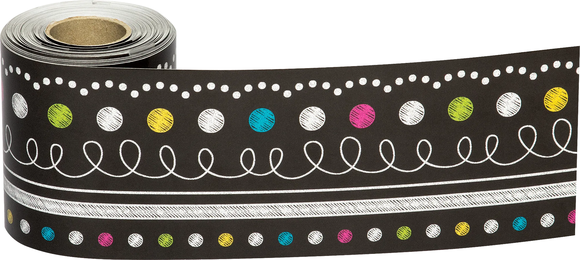 Chalkboard Brights Straight Rolled Border Trim - Image 2