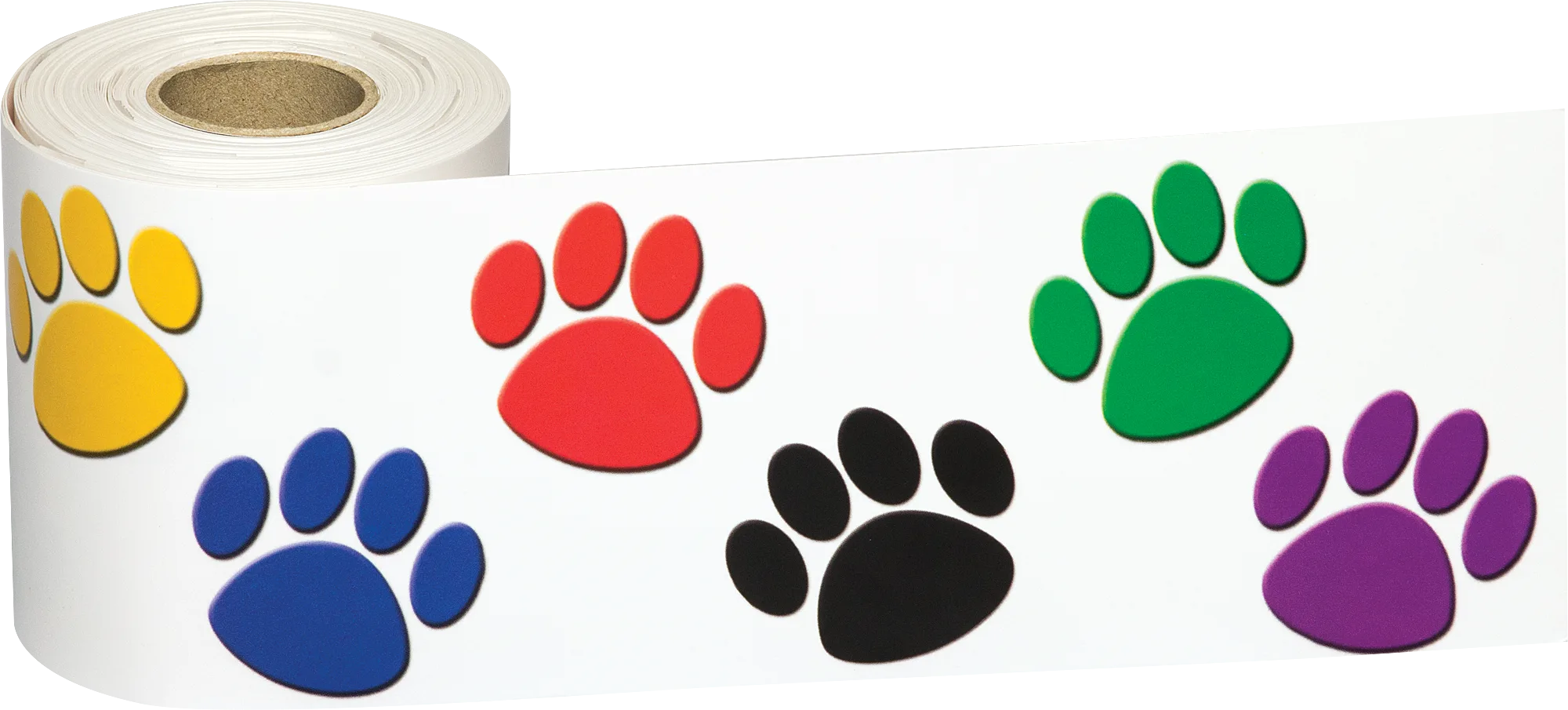 Colorful Paw Prints Straight Rolled Border Trim - Image 2