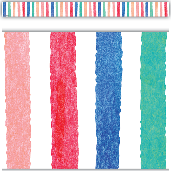 Watercolor Stripes Straight Border Trim
