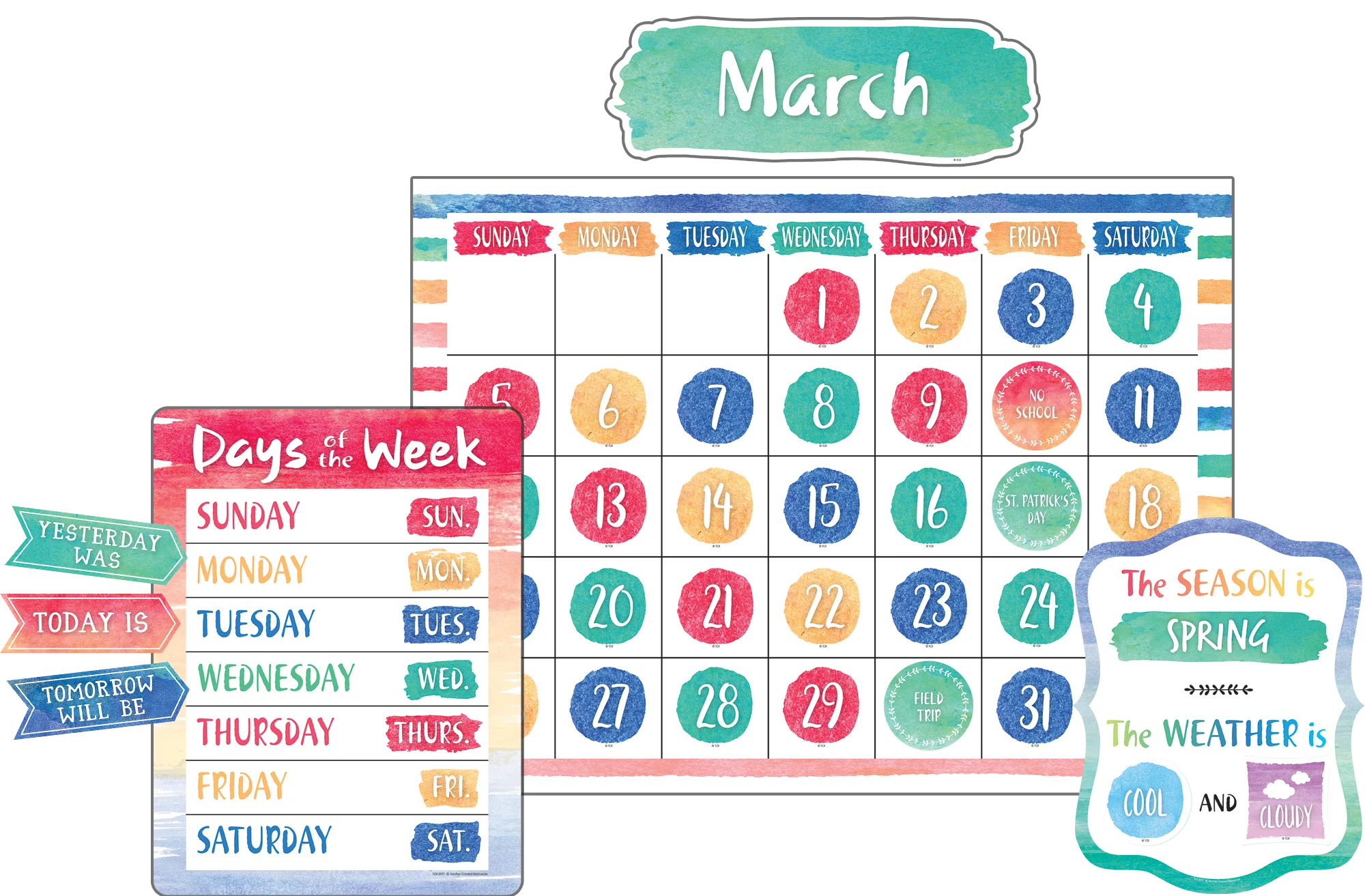 Watercolor Calendar Bulletin Board