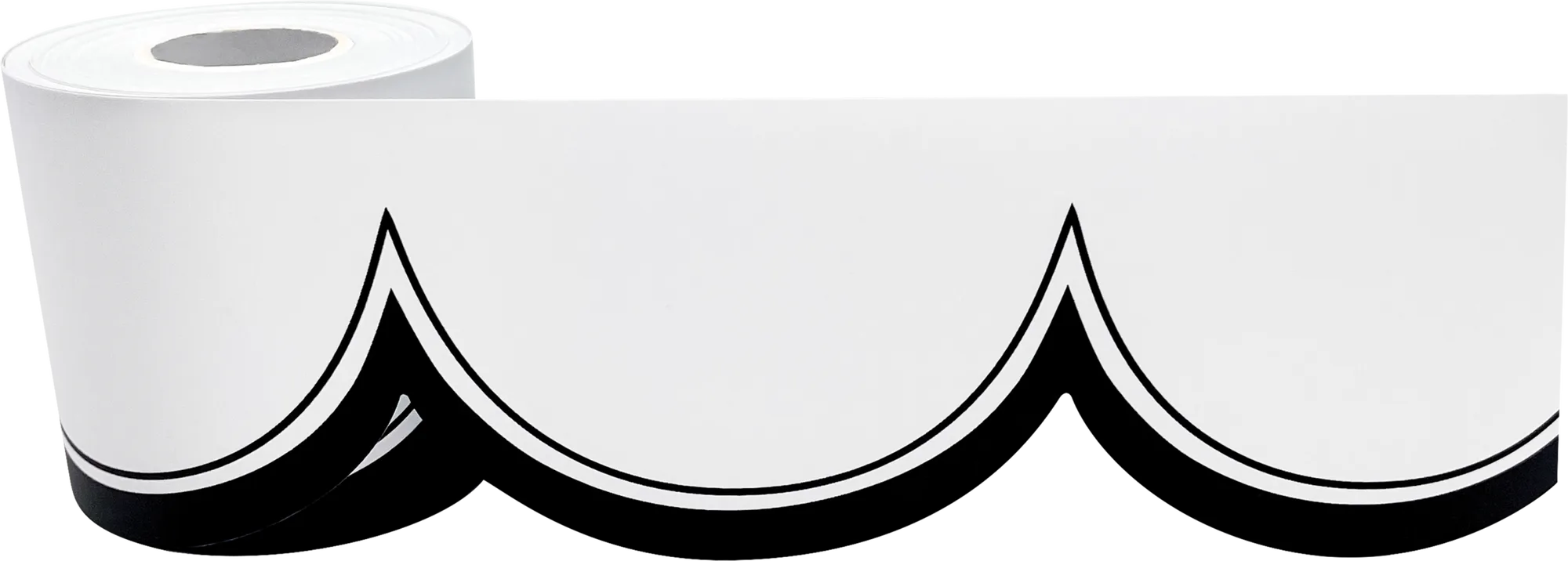 White with Black Scalloped Die-Cut Rolled Border Trim - Image 2