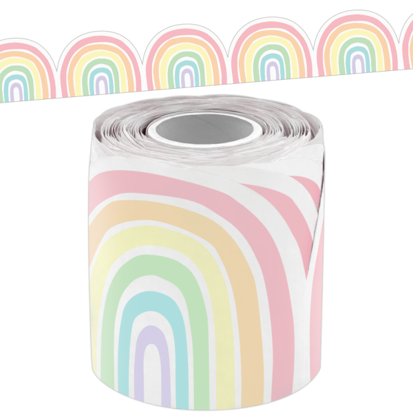 Pastel Pop Rainbows Die-Cut Rolled Border Trim