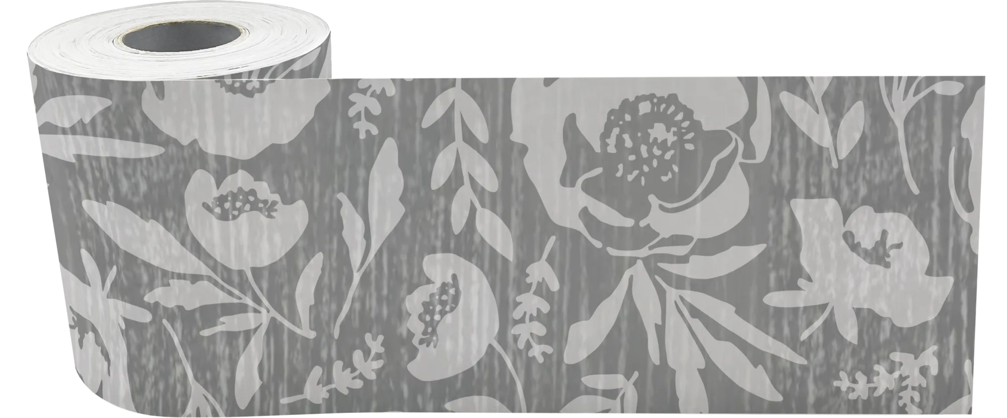 Classroom Cottage Gray Floral Straight Rolled Border Trim - Image 2