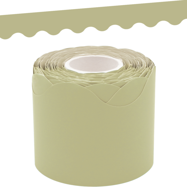 Olive Green Scalloped Rolled Border Trim