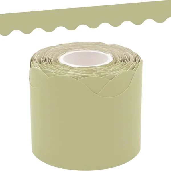 Olive Green Scalloped Rolled Border Trim
