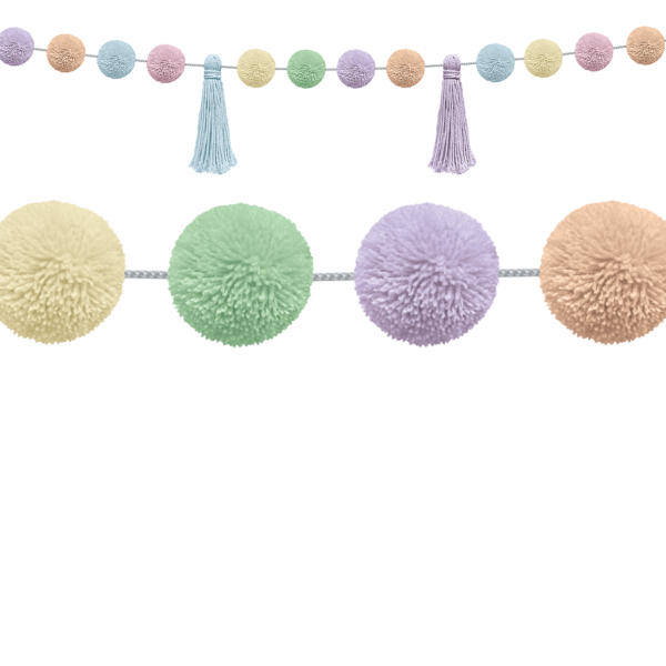 Pastel Pop Pom-Poms and Tassels Garland