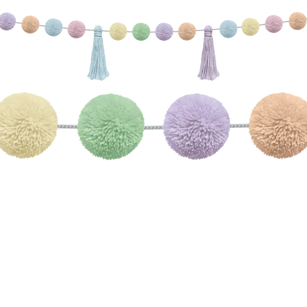 Pastel Pop Pom-Poms and Tassels Garland