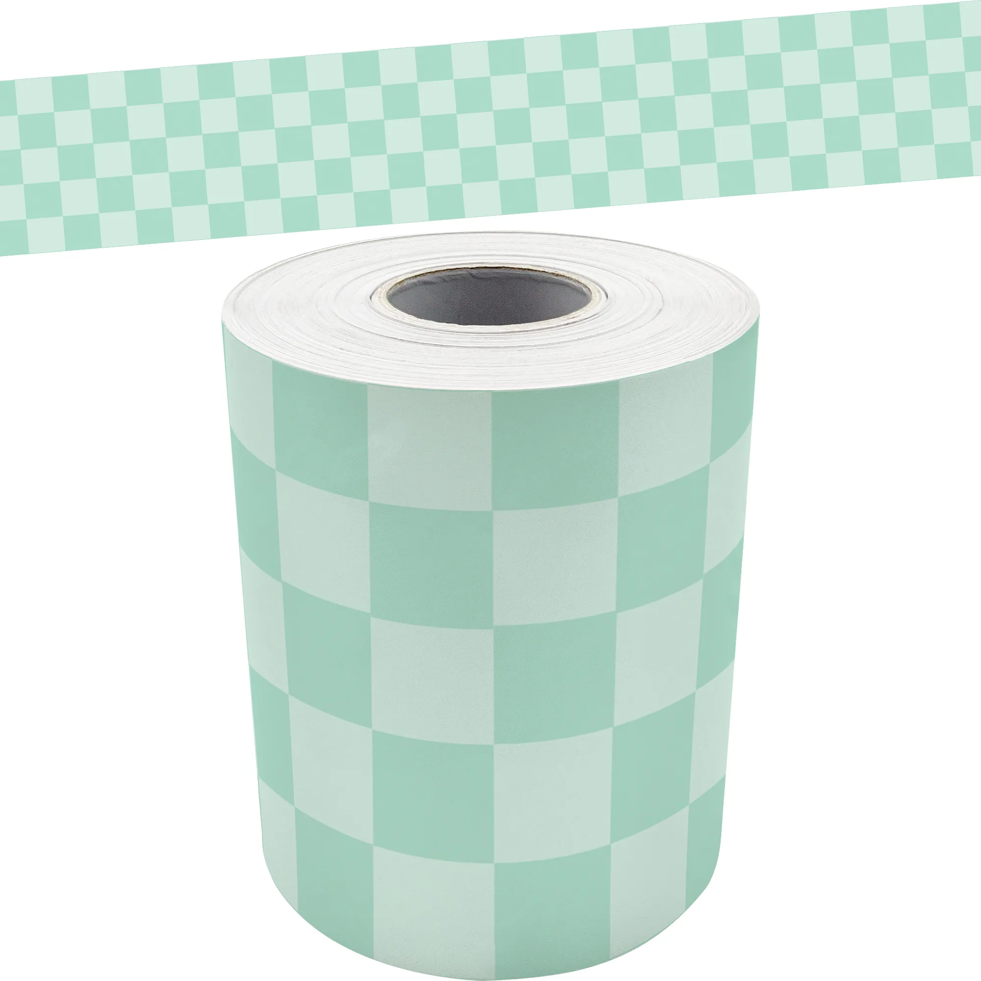 Cool for School Green Checkers Straight Rolled Border Trim