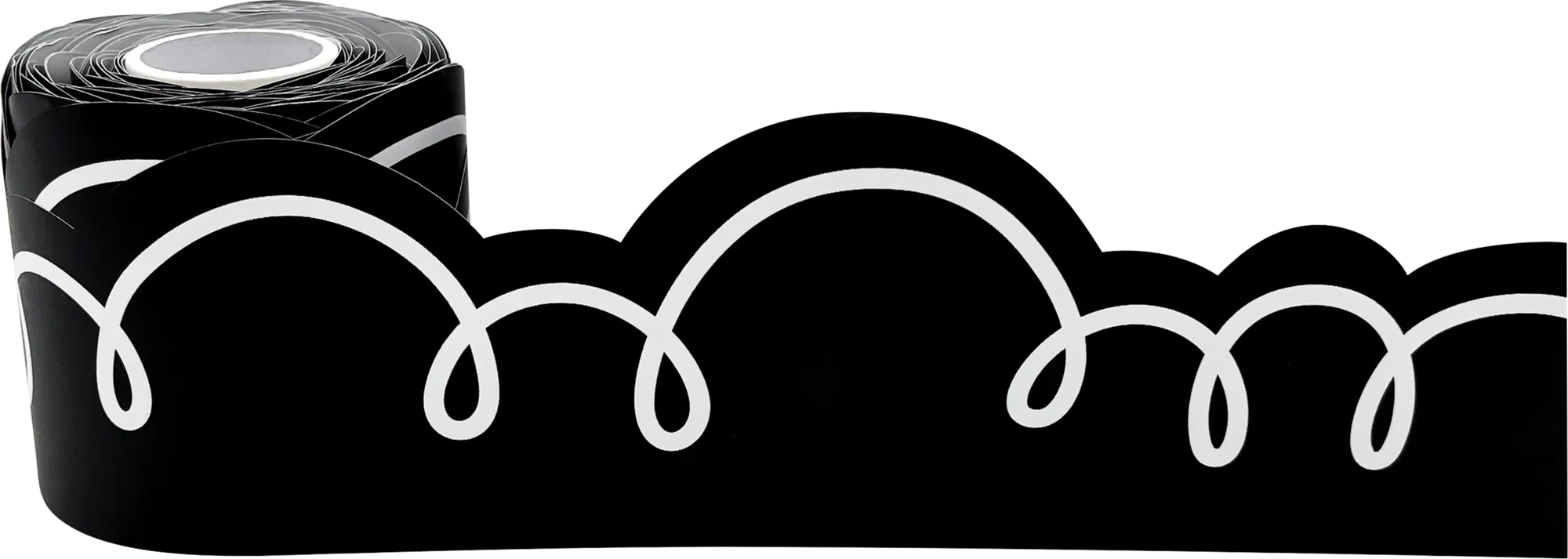 Black with White Squiggles Die-Cut Rolled Border Trim - Image 2