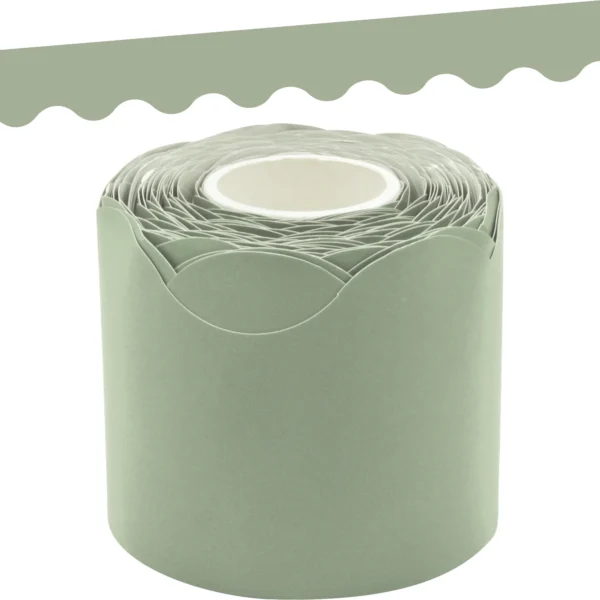 Sage Green Scalloped Rolled Border Trim