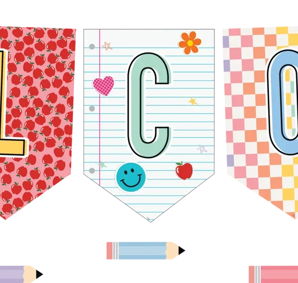 Cool for School Pennants Welcome Bulletin Board