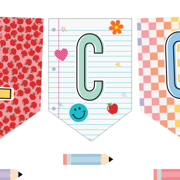 Cool for School Pennants Welcome Bulletin Board