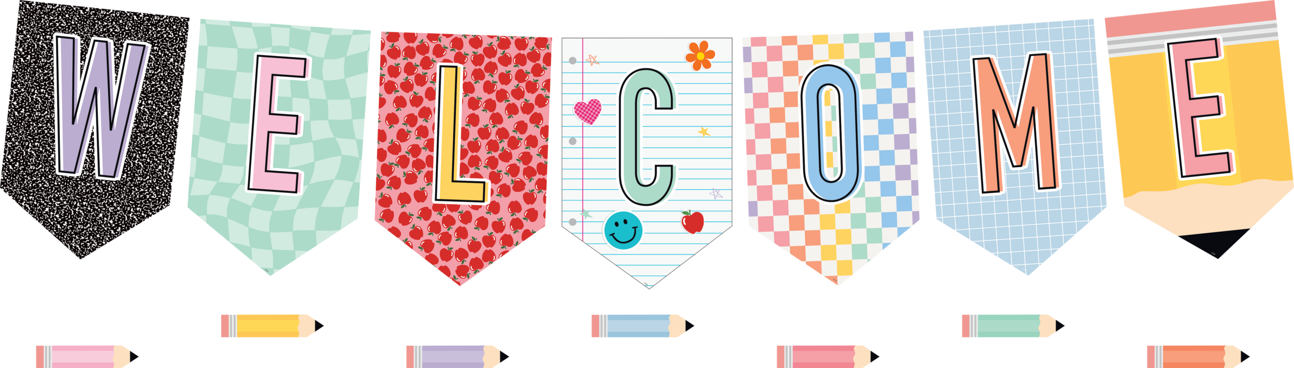 Cool for School Pennants Welcome Bulletin Board
