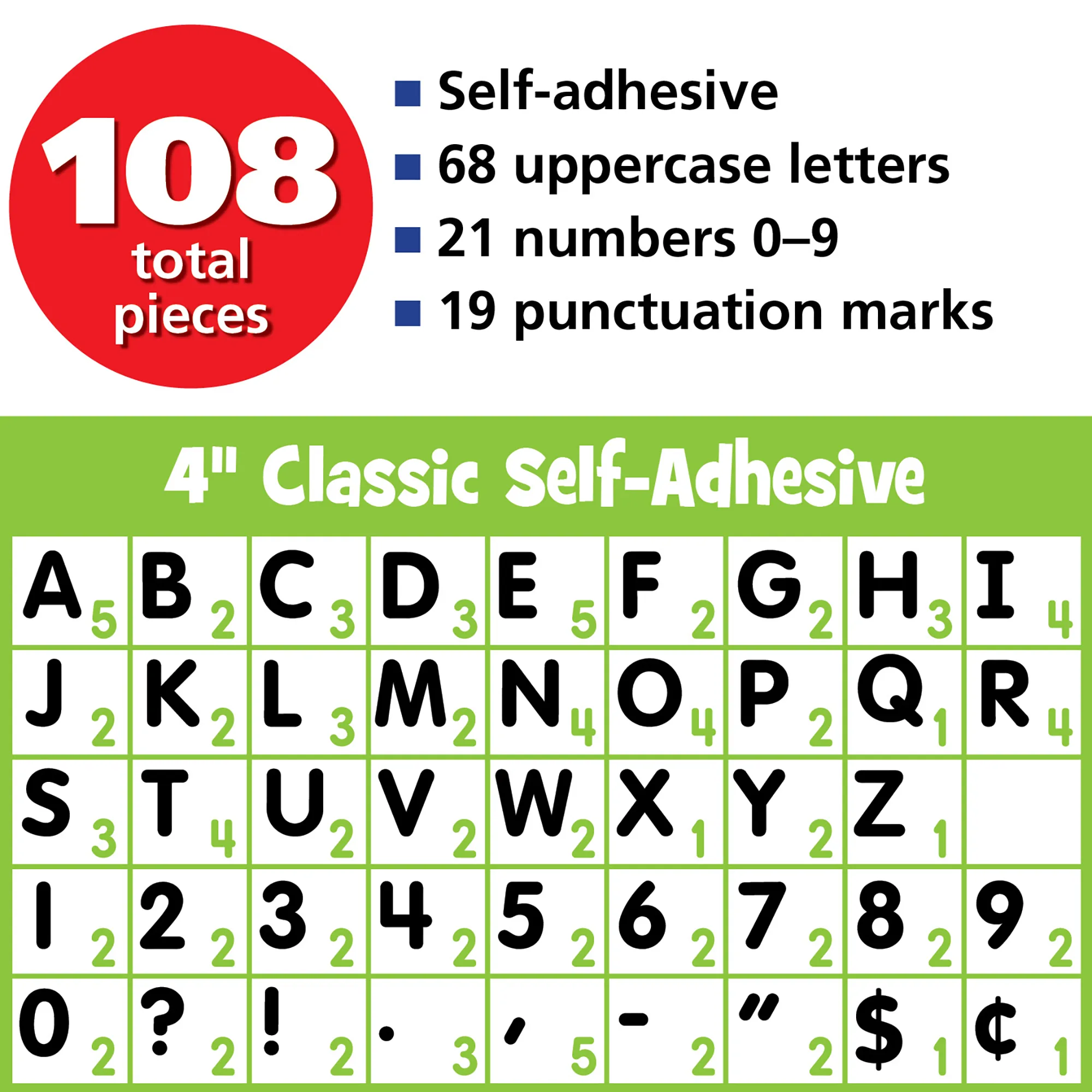 White 4" Classic Self-Adhesive Letters Uppercase - Image 2