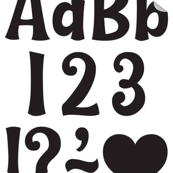Black 4" Wild Whimsy Self-Adhesive Letters Combo Pack