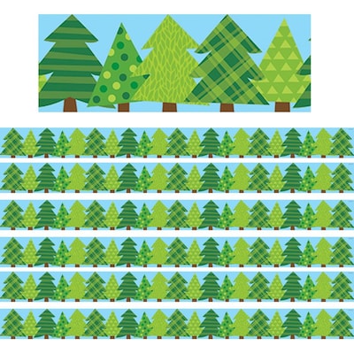 WOODLAND FRIENDS PATTERNED PINE TREES BORDER