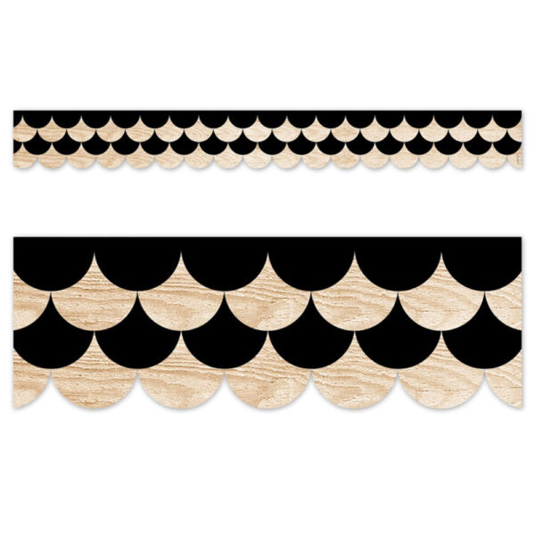 CORE DÉCOR BLACK AND WOOD SCALLOPS EZ BORDER
