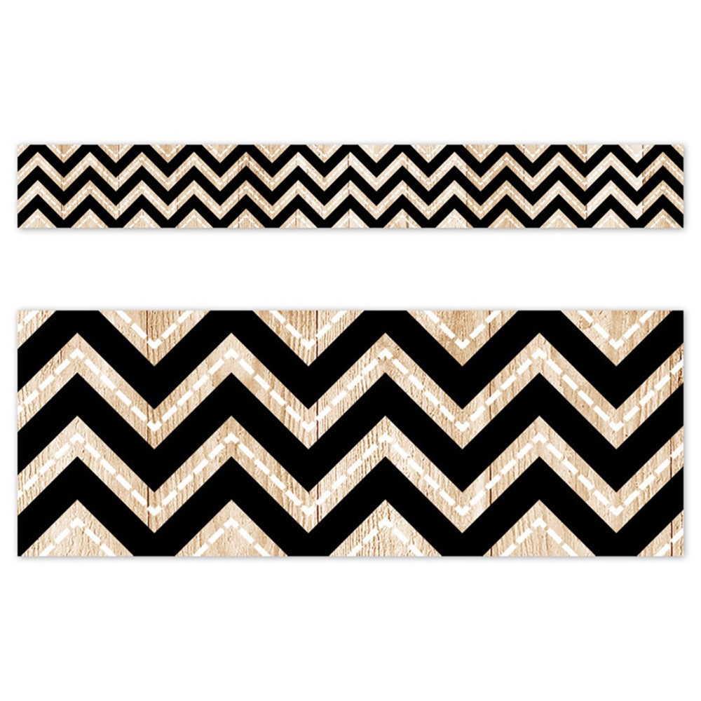 CORE DÉCOR BLACK AND WOOD CHEVRON EZ BORDER