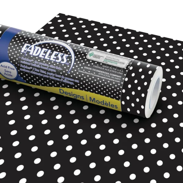 CLASSIC DOTS-BLACK AND WHITE BULLETIN BOARD PAPER