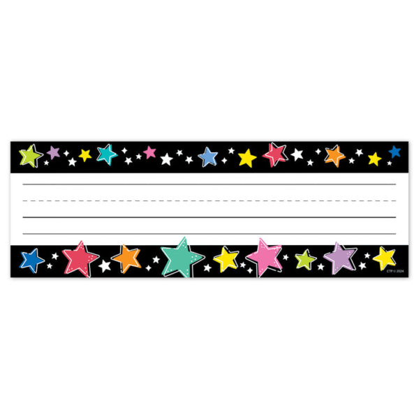 STAR BRIGHT COLORFUL STARS ON BLACK NAME PLATES